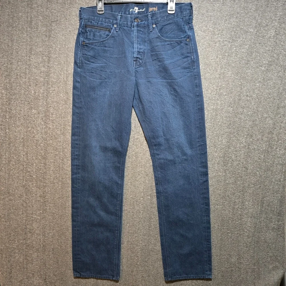 7‎ For All Mankind Jared Men Straight Leg Jeans Dark Wash Blue Sz 32 33x33